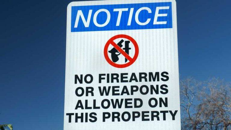 No firearms allowed on property sign