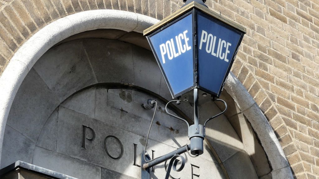 Front of a police station