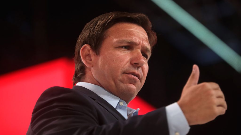 An image of Florida Governor Ron DeSantis giving a thumbs up.