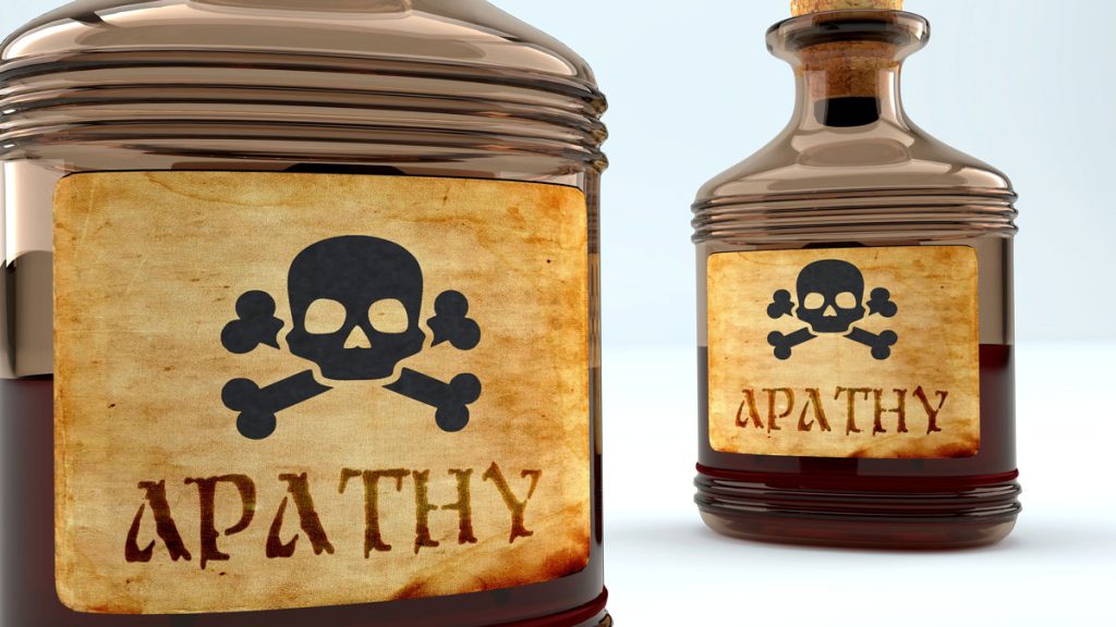 An image depicting apathy as a poison.