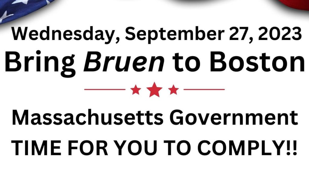 Advertisement for the Bring Bruen to Boston rally