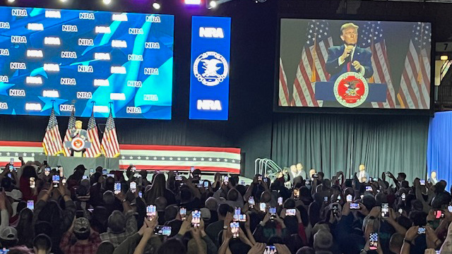 US President Donal Trump speaking at the Great American Outdoor Show
