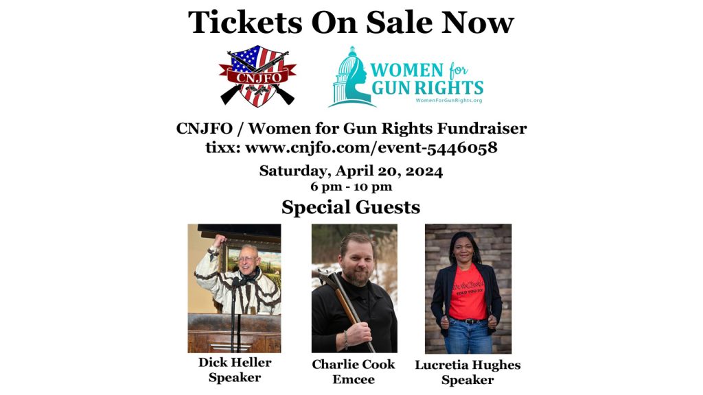 A poster advertising an upcoming fundraiser for CNJFO and Women for Gun Rights