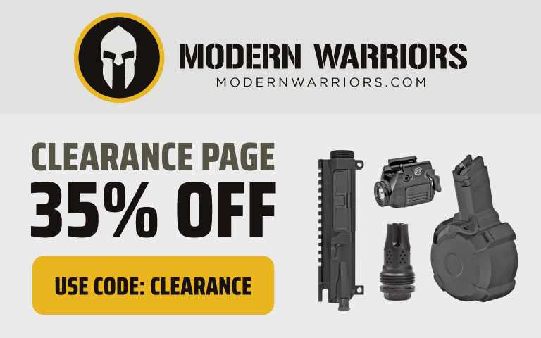 Modern Warriors - Use code CLEARANCE for 35% OFF Firearms, Parts, & Accessories!