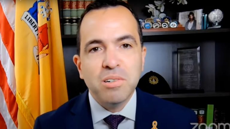 New Jersey Attorney General, Matthew Platkin, announcing a multi-state lawsuit via Zoom conference.