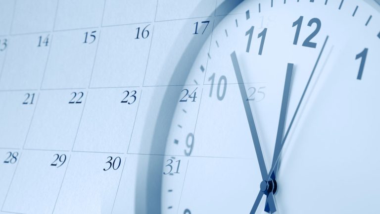 A calendar and a clock