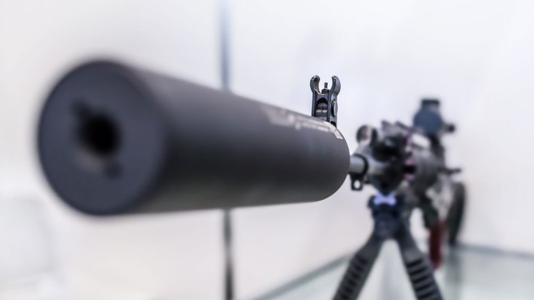 A rifle with a suppressor