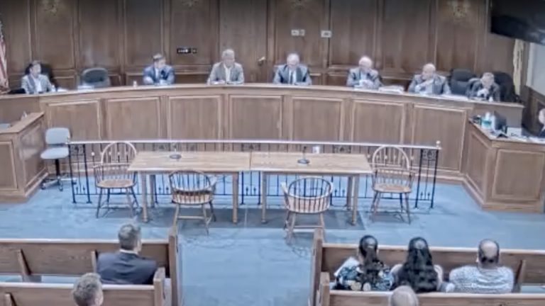 A screen capture of the meeting in the Old Tappan council chambers in which the council voted to not adopt the "Englishtown resolution."