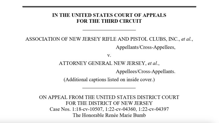 A screenshot of the cover page of DOJ's amicus brief in ANJRPC v. Platkin
