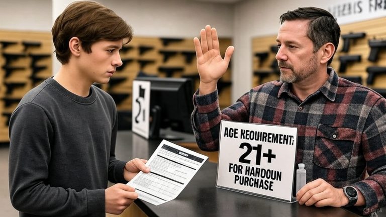 A young adult wanting to buy a handgun but unable due to his age