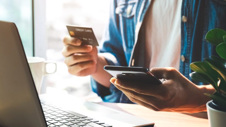 A person making an online purchase