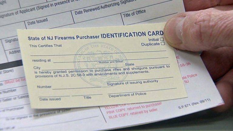 A blank New Jersey firearms purchaser ID card