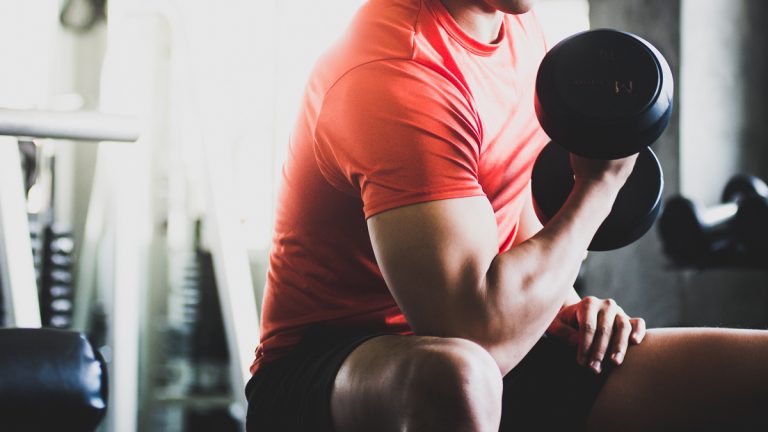 A person exercising with weights