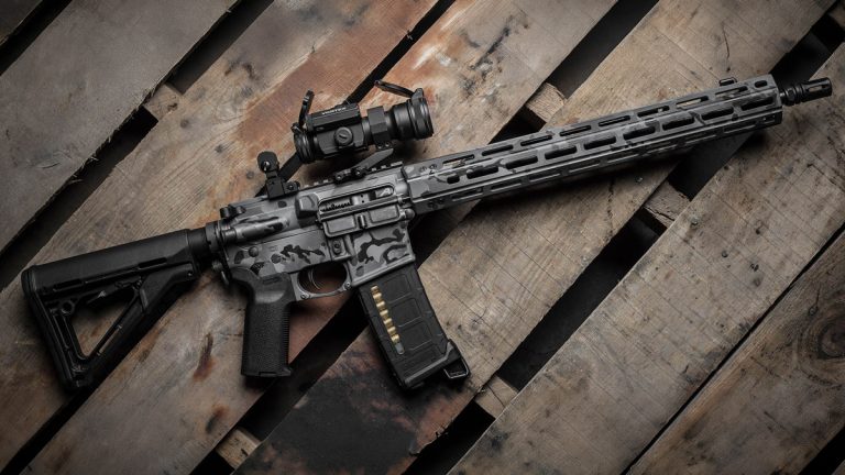 An AR15 rifle with a 30-round magazine