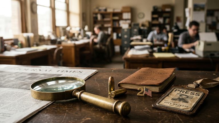 Magnifying glass and some bullets
