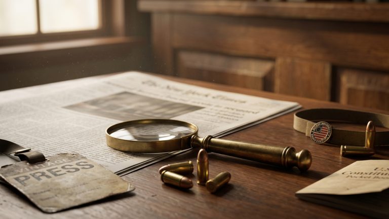 Magnifying glass and newspaper