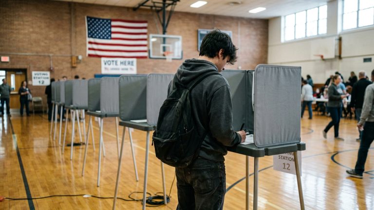 A young person, under 21, voting
