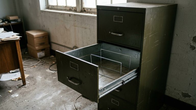 An empty filing cabinet in a government building