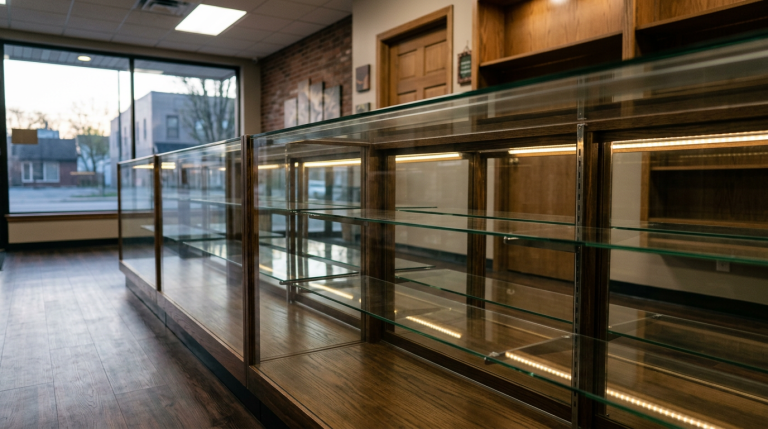 An empty retail case