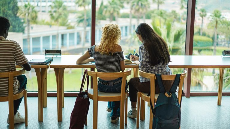 Students on a college campus